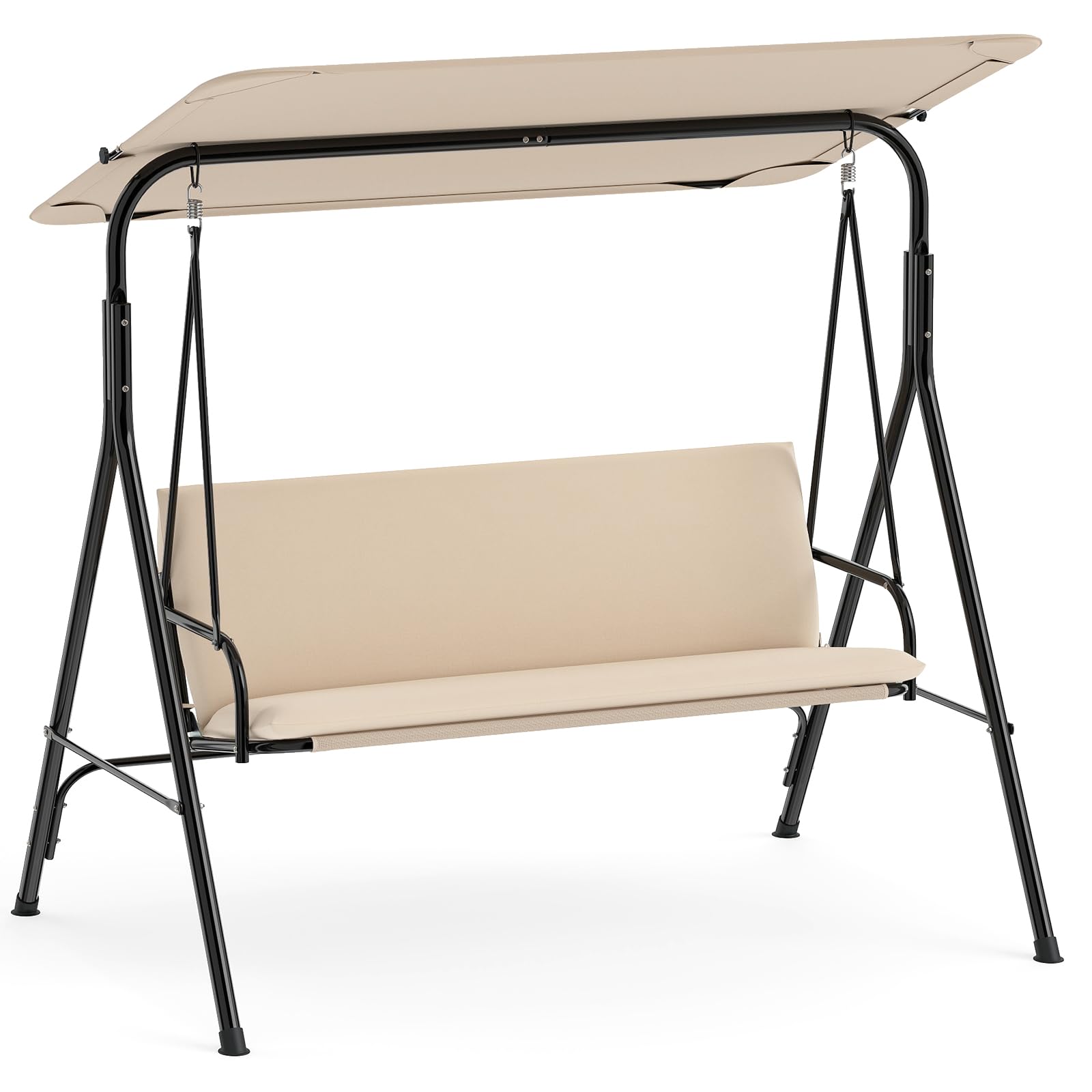 Tangkula 3 Person Porch Swing Outdoor Swing with Removable Cushions